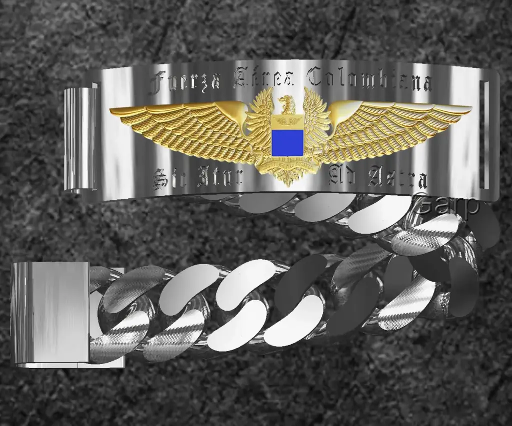 ✈️🇨🇴 Pulsera con el escudo FAC y alas de Piloto (Bronce)